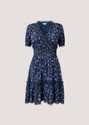 Floral Print Smocked Mini Dress, Navy, large