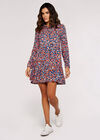 Ditsy Shirt Mini  Dress, Blue, large