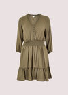 Diamond Jacquard Mini Dress, Khaki, large