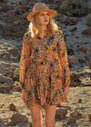 Tropical  Shirt Mini Dress, Mustard, large