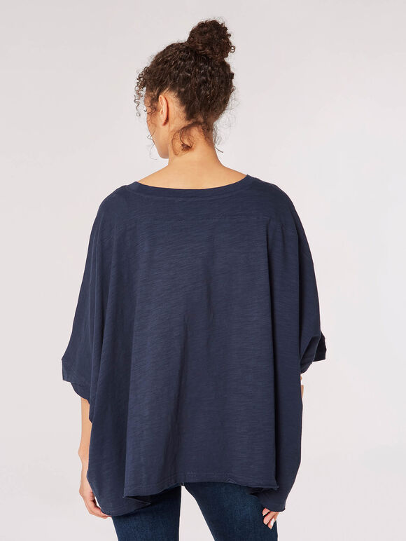 Cotton Jersey Waterfall T-Shirt, Navy, large