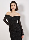 Sparkle Mesh Maxi Dress, Black, large