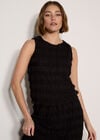 Ruched Chiffon Shell Top, Black, large