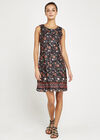 Floral Spring Lace Shift Dress, Black, large