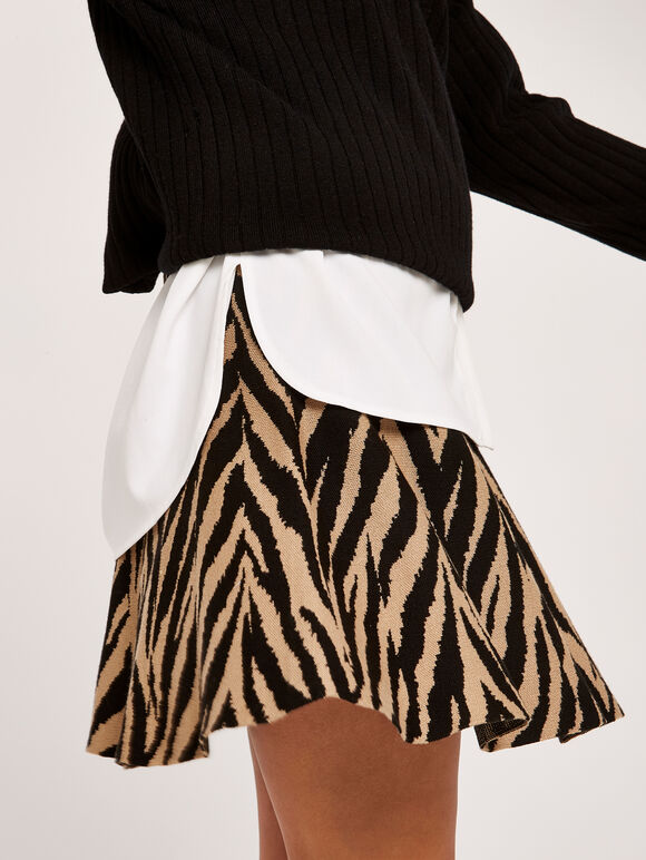 Zebra Knitted Rara Skirt, Stone, large