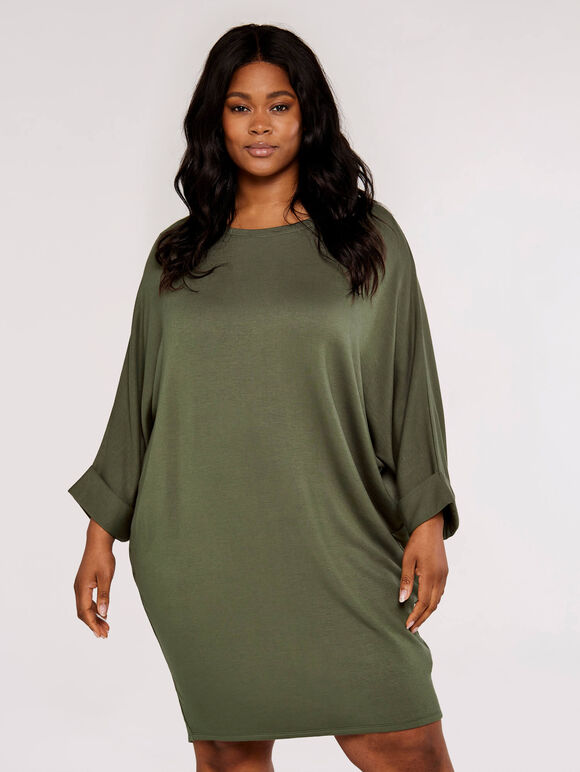 Curve Cocoon Mini Dress, Khaki, large