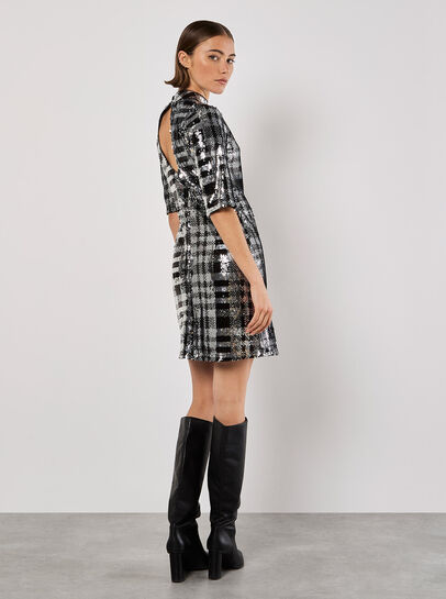 Sequin Check Bodycon Mini Dress