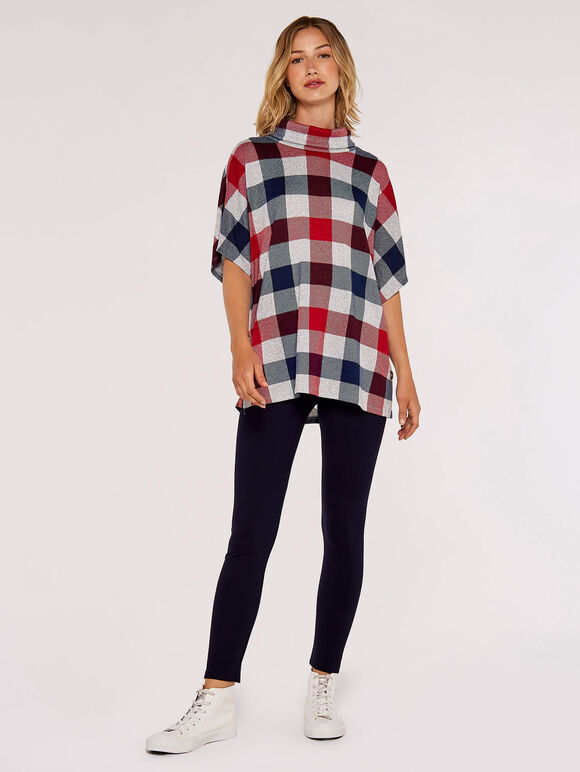 Chequered Side Button Top, Red, large