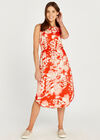 Tie Dye Curved Hem Dress, Orange, large