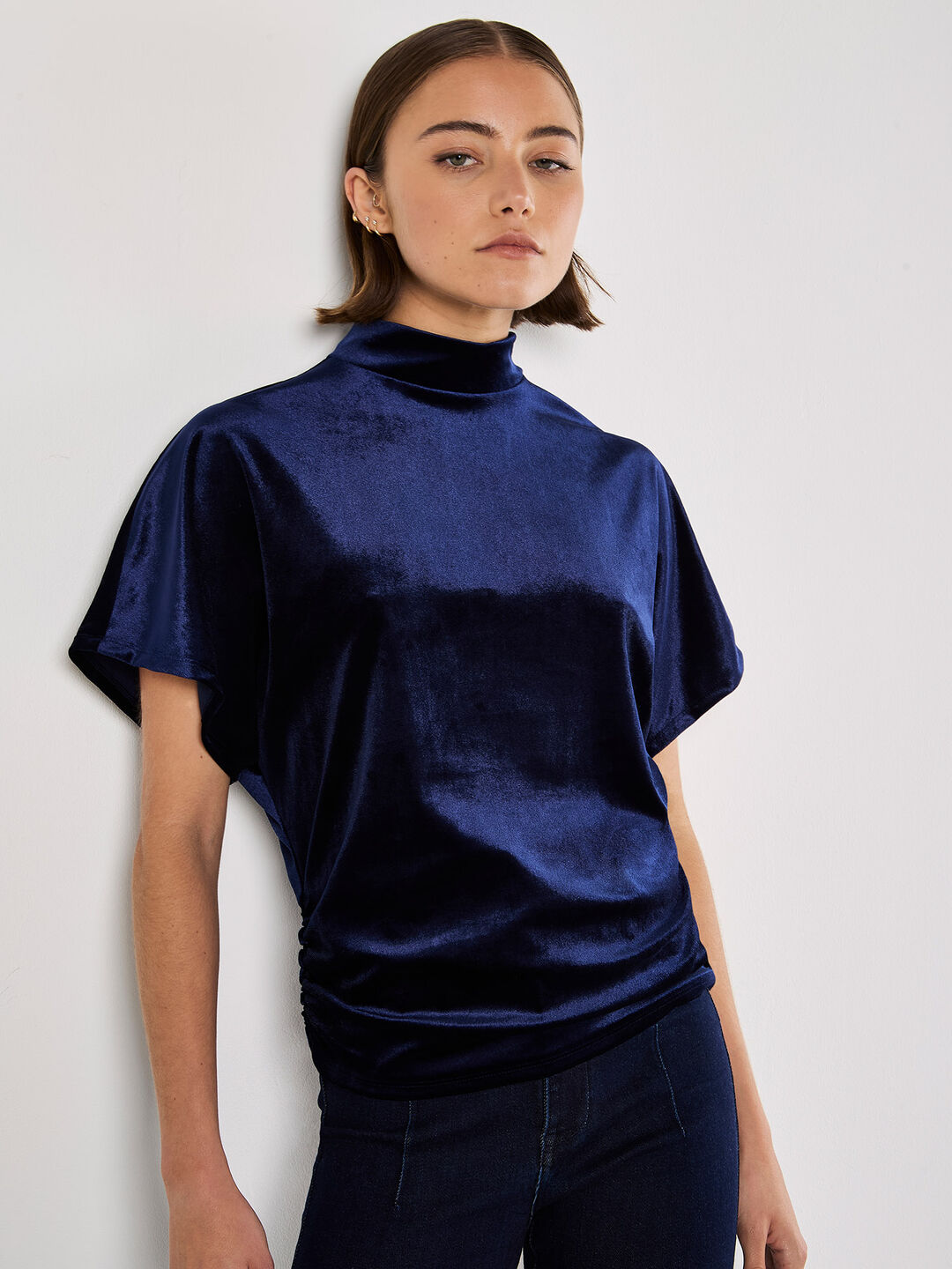 Velvet Ruched Side Top