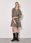 Heritage Check Ruffle Hem Mini Dress, Grey, large