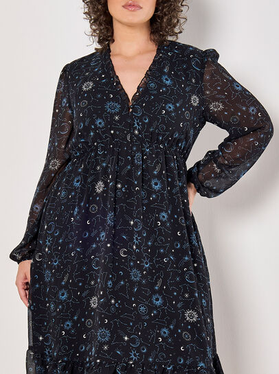 Curve Chiffon Constellation Midi Dress