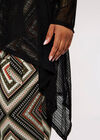 Curve Mesh Waterfall Cardigan, Black, large