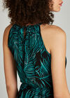 Braided Neck Palm Leaf Midi Dress, Teal, large