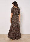 Floral Paisley Milkmaid Maxi Dress, Black, large
