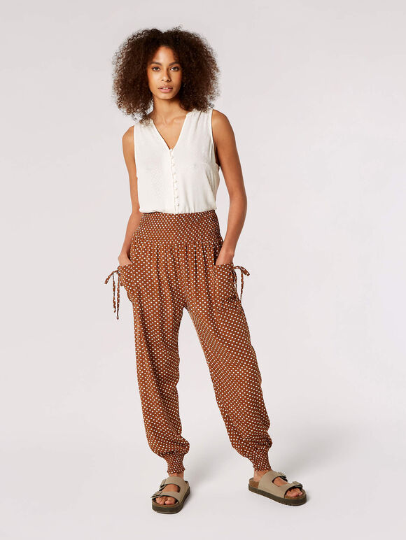 Diamond Print Smocked Jogger, Rust, large