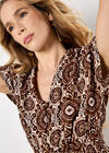 Batik Print Mini Dress, Brown, large