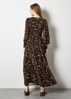 Ikat Chiffon Tiered Maxi Dress, Khaki, large