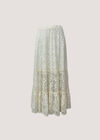 Cotton-Blend Lace Tiered Midi Skirt, Cream, large