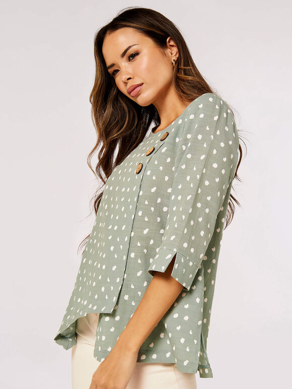 Irregular Spot Asymmetric Wrap Top, Mint, large