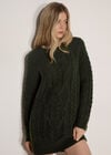 Cable Knit Jumper Mini Dress, Green, large