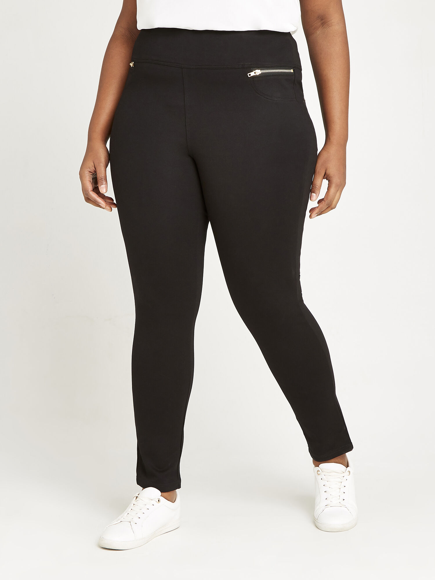 Zip Detail Ponte Trousers Apricot Clothing