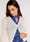 Knitted Scallop Crop Cardigan, Cream, large