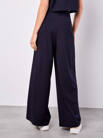 Pinstripe Wide Leg Tailored Trousers