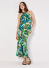 Painterly Tropical Jersey Maxi Dress, Blue, large