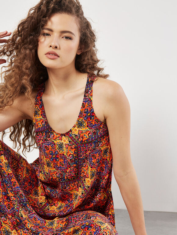 Hexagon Mandala Midi Dress, Yellow, large