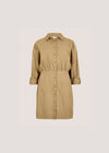 Fitted Twill Shirt Mini Dress, Stone, large
