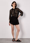 Tiered Smock Waist Mini Skort, Black, large