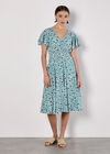 Watercolour Floral Midi Dress, Blue, large