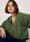 Embroidered Cotton Top, Green, large