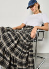 Plaid Tiered Boohoo Skirt, Black, large