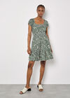 Paisley Milkmaid Mini Dress, Green, large