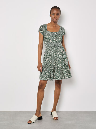 Paisley Milkmaid Mini Dress