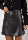 Faux Leather Mini Skirt, Black, large