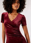 Velvet Ruched Bodycon Mini Dress, Burgundy, large