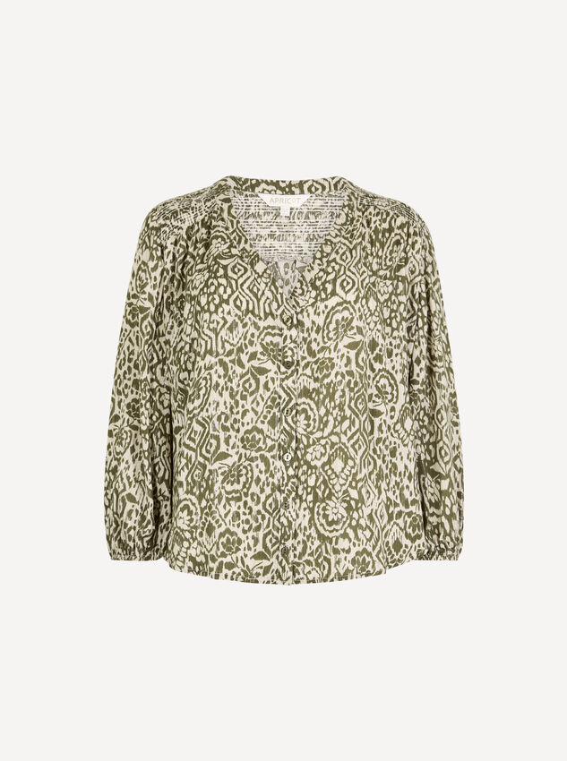 Ikat Shimmer Blouse, Khaki, large