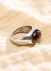 Silver Tone Brown Stone Ring, Brown, large