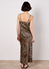 Leopard Print Textured Slip Midi Dress, Stone, large