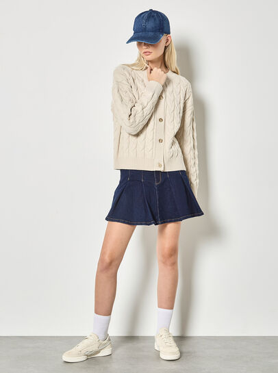 Cable Knit Button-Down Cardigan