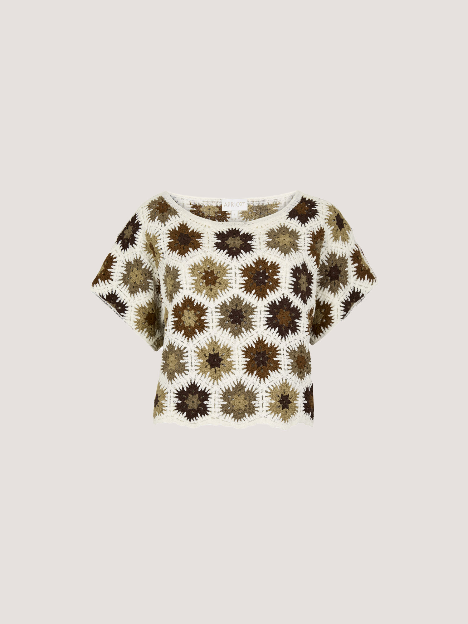 Hexagon Floral Cotton Crochet Top | Apricot Clothing