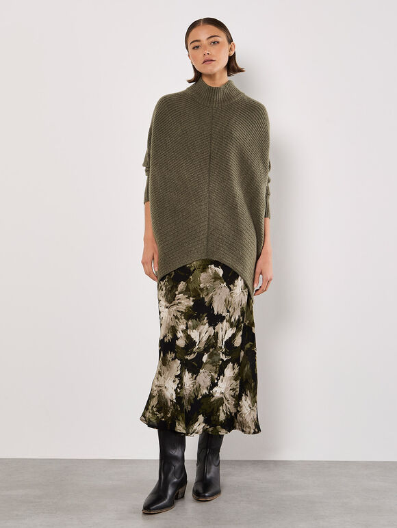 Chevron Knit Oversized Jumper, Khaki, large