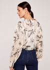 Tropical Posy Front Tie Crop Top, Stone, large