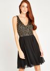 Sequin Top Swing Dress, Black, large