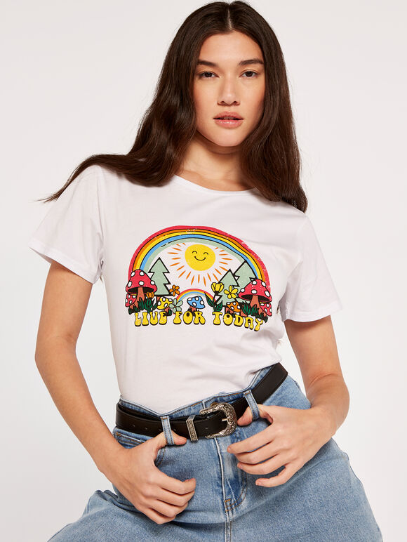 Live For Today T-Shirt, White, large