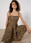 Animal Print Skater Mini Dress, Stone, large