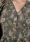 Paisley Print Mini Dress, Khaki, large